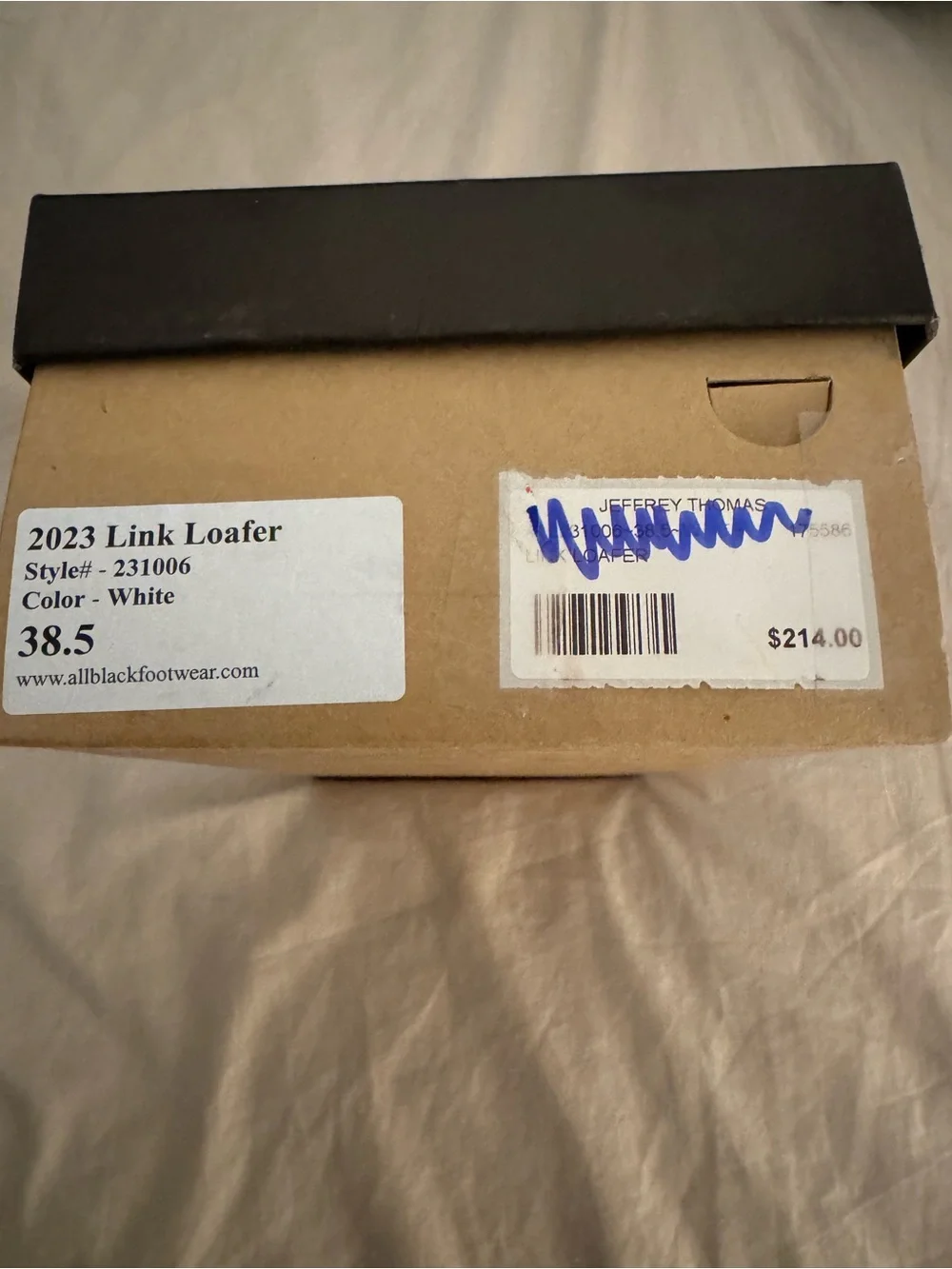 ALL BLACK White Leather Womens Link Slip-On Loafers with Black Accent NIB